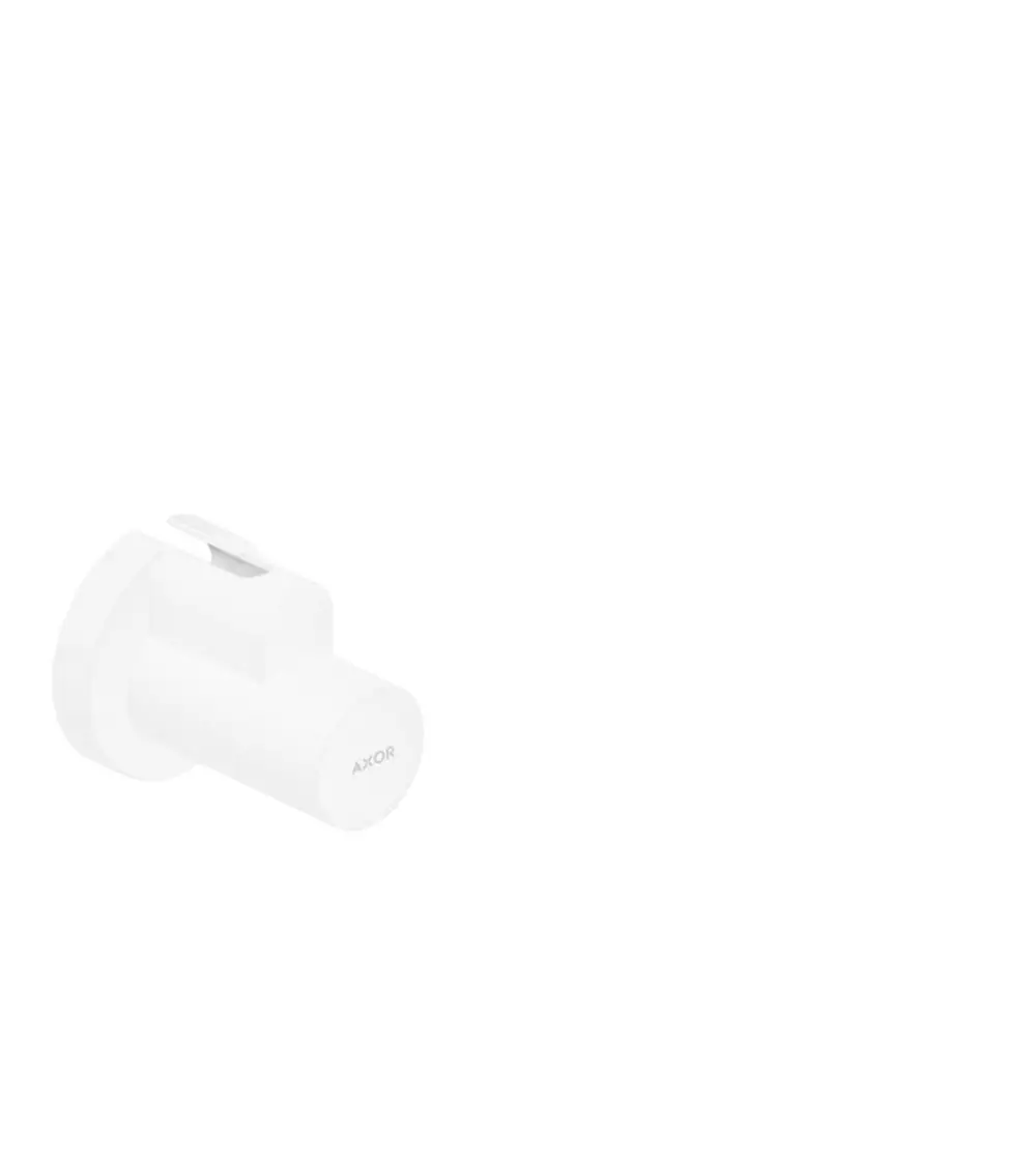 Weißer Schuberauslauf mit einfacher Form, möglicherweise für Bad- oder Küchenanwendungen. Produkt von Hansgrohe in minimalistischer Gestaltung.